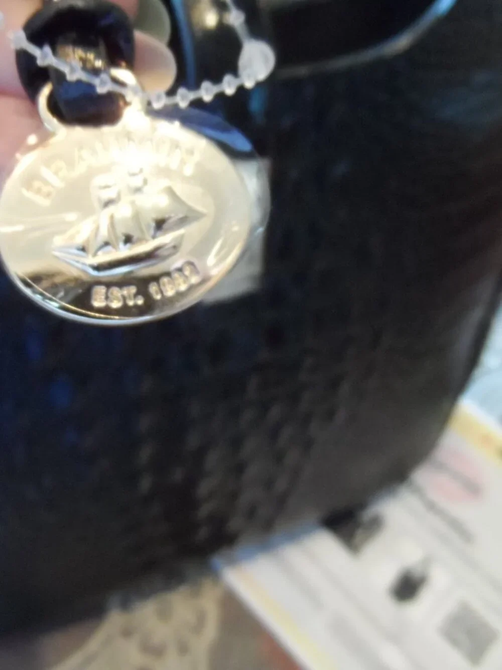 New Brahmin Black Patent Croc Embossed Iona Large Tote Bag - Picture 6 of 16